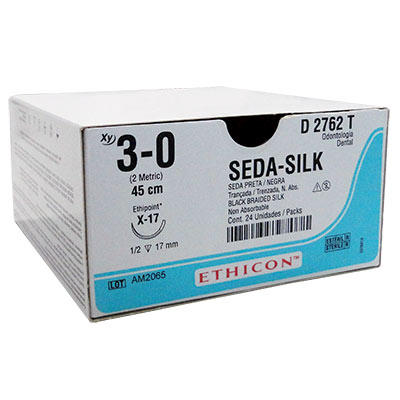 Sutura Seda 3-0  Marca Ethicon C/24 Piezas